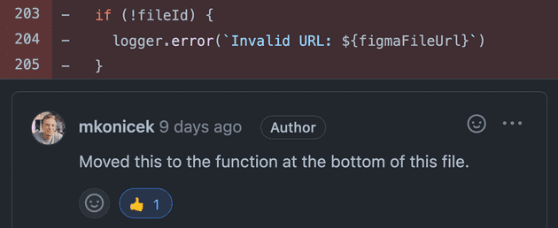 Inline comment - explaining code move